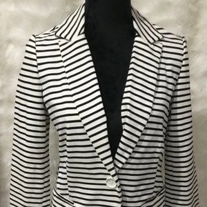 Philosophy Black and White Striped Blazer Jacket